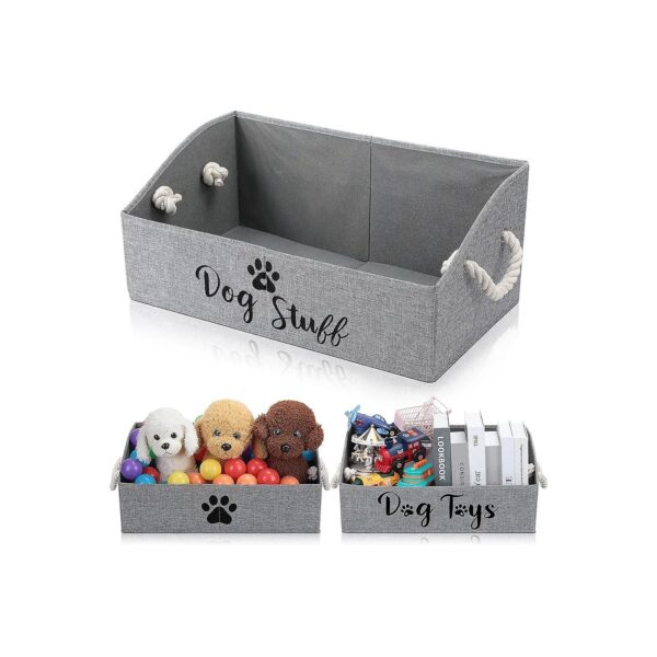 3-Pack Dog Toy Boxes with Handles for Easy Storage and Transport