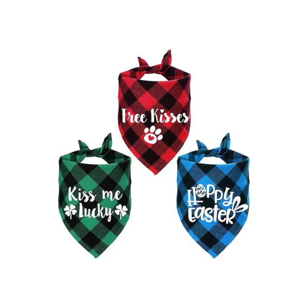 3-Pack Easter Valentine's Day St Patrick's Day Plaid Dog Bandana