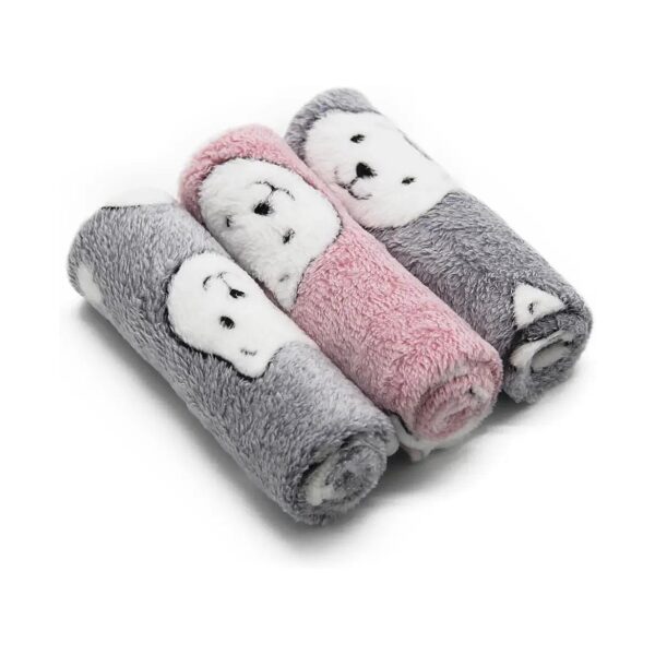 3-Pack Fleece Pet Blankets for Small Dogs and Cats with Bear Print Design