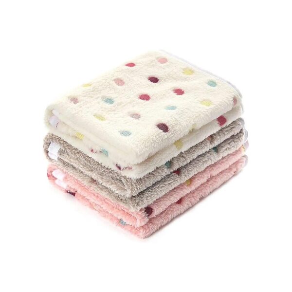 3-Pack Small Pet Blankets with Cute Dot Pattern and Super Soft Fabric