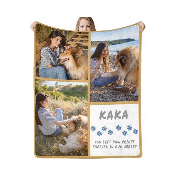 3-Photo Collage Fleece Blanket for Customized Personalized Pet Memorials