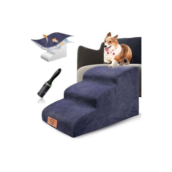 3-Step Dog Ladder with High-Quality Foam and Corduroy Material for Easy Use