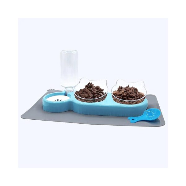 3-in-1 Cat Feeding System with Dry Food Bowl, Wet Food Bowl, and Water Bowl