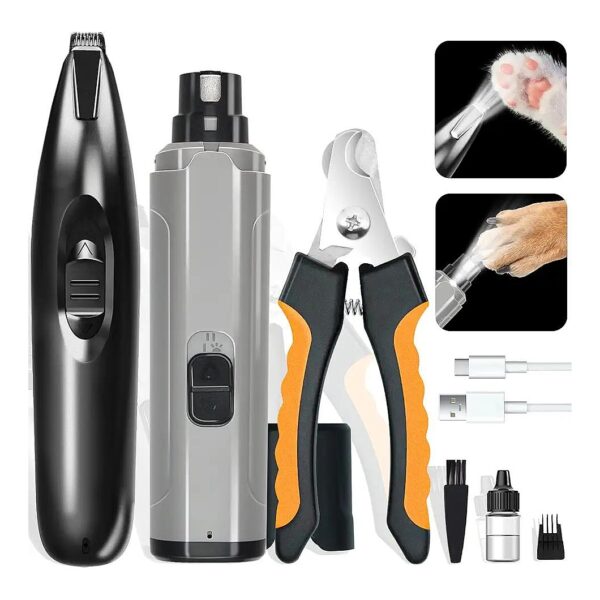 3-in-1 Dog Nail Care Kit with Grinder, Trimmer, and Clippers for Small and Medium Pets