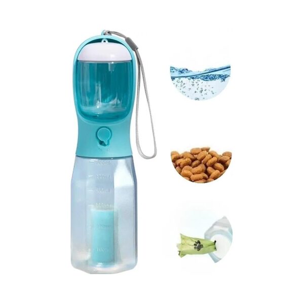 3-in-1 Dog Water Bottle with Feeder, Trash Bag, and Portable Design for Hiking