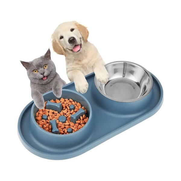 3-in-1 Slow Feeder Dog Bowl Set with Nonslip Base and Easy Clean