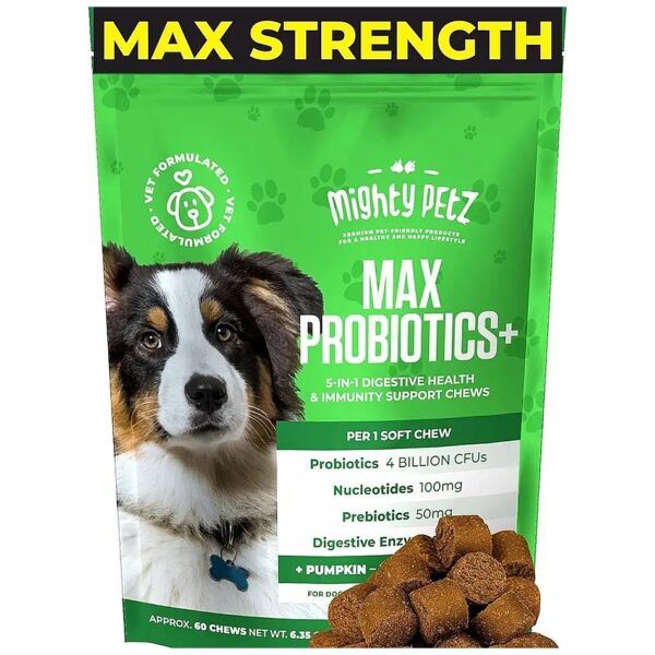 4 Billion CFUs Probiotic Chews for Dogs with Digestive Enzymes and Fiber