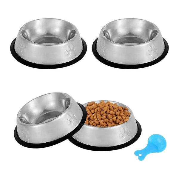 4 Pack Metal Dog Bowls for Food and Water Non-Slip Pet Feeding Dish Bowl with Rubber Base