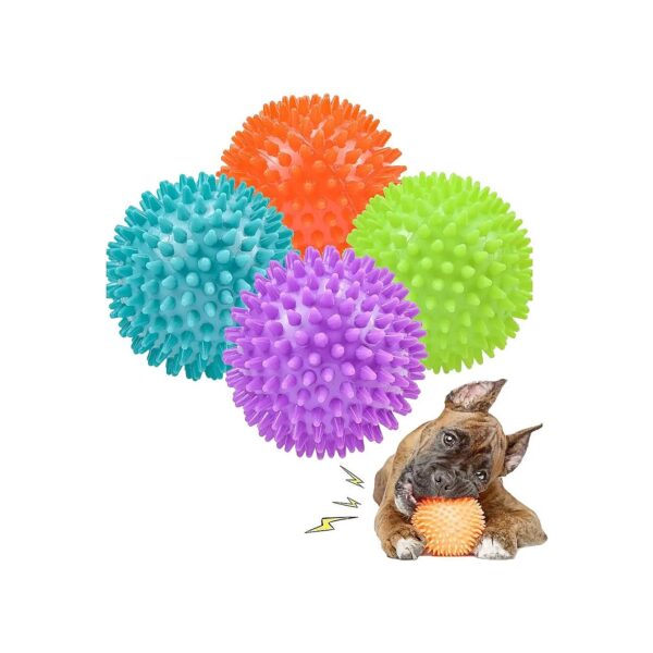 4 Pack Super Durable Dog Balls Spiky Outdoor Chew Toys for Big Dogs