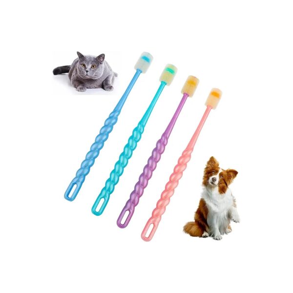 4 Pcs Soft Silicone Pet Toothbrush Teeth Cleaning Kit for Small Dogs and Cats