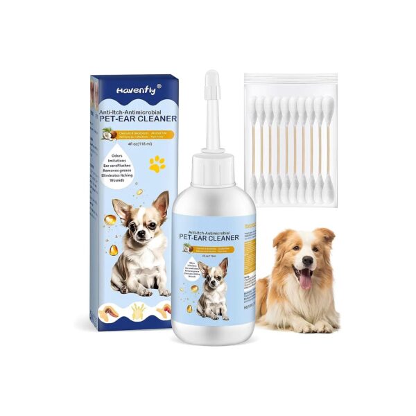 4 oz Ear Cleaner for Dogs and Cats with Itch Relief, Wax Removal, and Odor Control