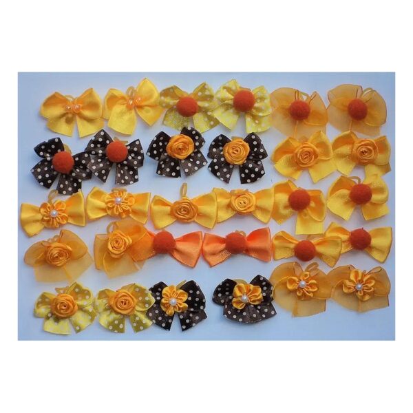 40 Dog Hair Bows in Orange and Brown for Fall Season Grooming