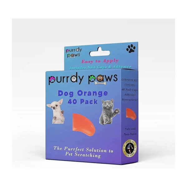 40 Pack Soft Orange Nail Caps for Small Breed Puppy Claws