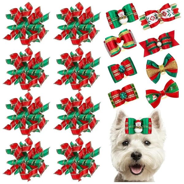 40 Pieces Christmas Pet Grooming Bows for Small Dogs and Puppies Accessories