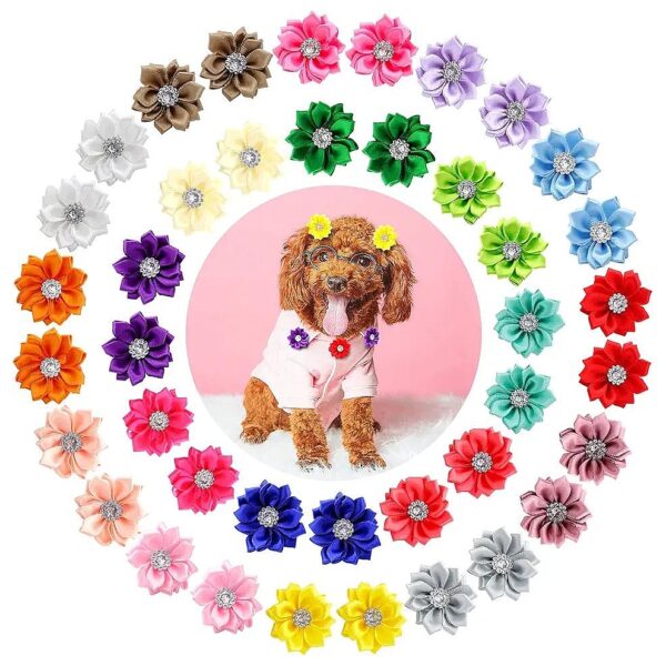 40-Piece Pack Small Dog Hair Pins with Pearl and Rubber Band for Fashionable Pet Styling