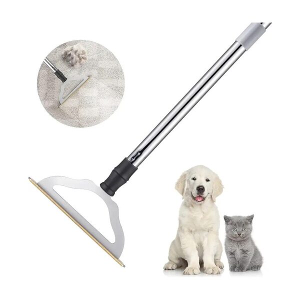 47'' Reusable Long Handle Pet Hair Remover for Low Pile Carpets and Stairs