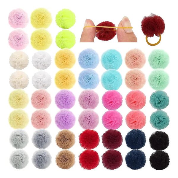 48 Pieces Pet Hair Accessories Kit Colored Ball Ties with Rubber Bands for Small Pets