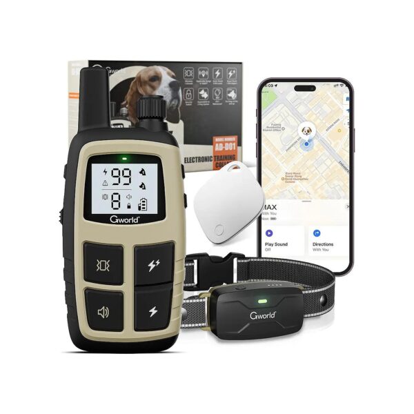 4-Mode Shock Collar with GPS Tracker and AirTag for iOS Users and All Dog Sizes