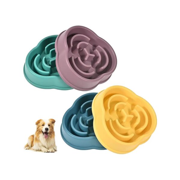 4Pack Slow Feeder Dog Bowls with Anti-Slip Shim for Small to Medium Dogs