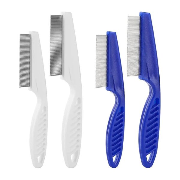 4-Piece Flea Comb Set for Grooming Dogs Cats with Metal Handle and Stainless Steel Teeth