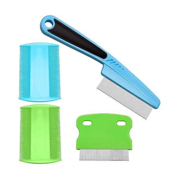 4-Piece Set of Stainless Steel Pet Grooming Combs for Dogs Cats Small Pets