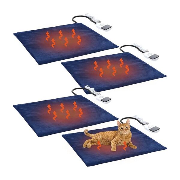 4-Piece Set of Waterproof Pet Heating Pads for Cats and Small Dogs with Soft Velvet Cover