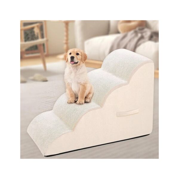 4-Step Foam Pet Stairs for Small Dogs Cats High Density Foam Support