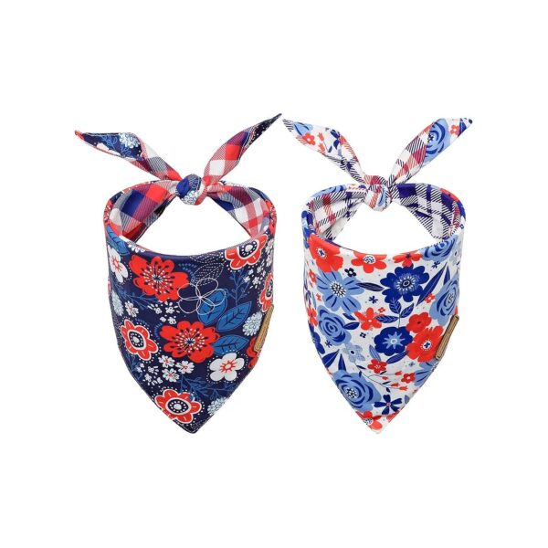 4th of July Dog Accessories Must-Have Large Size Reversible Bandanas 2 Pack