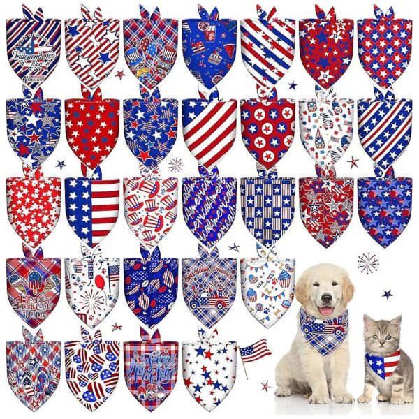 4th of July Dog Grooming Bandana for Small, Medium, and Large Dogs and Cats