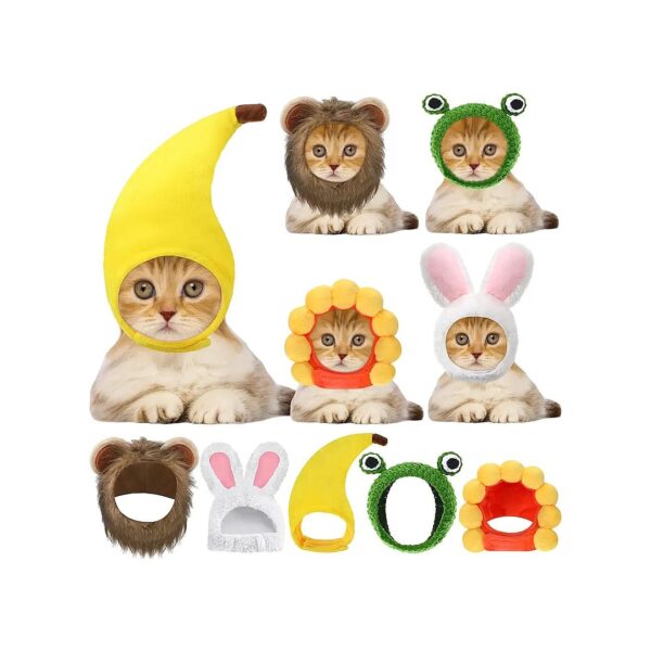 5 Piece Set of Pet Hats for Cats and Small Dogs in Soft Materials