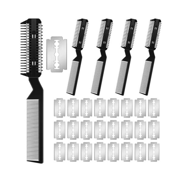 5 Pieces Dog Grooming Razor Comb with 25 Extra Blades for Pet Hair Trimming