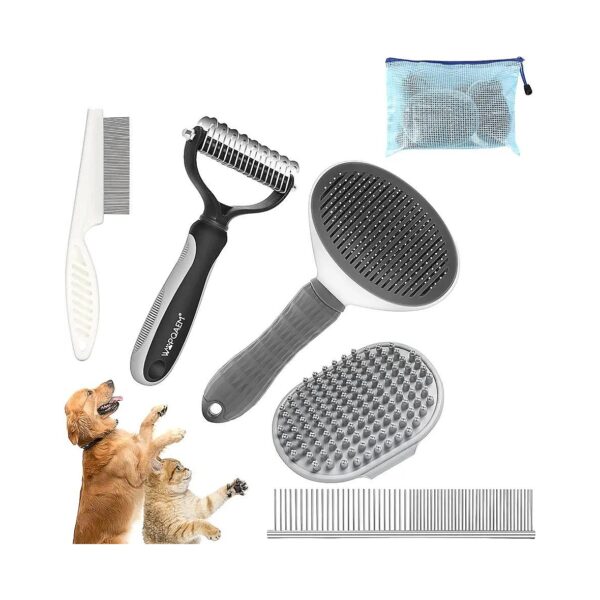 5 in 1 Pet Grooming Kit for Dogs and Cats with Self-Cleaning Brush