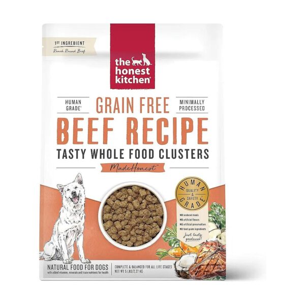 5 lb Bag of High-Quality Grain-Free Beef Dry Dog Food for Large Breed