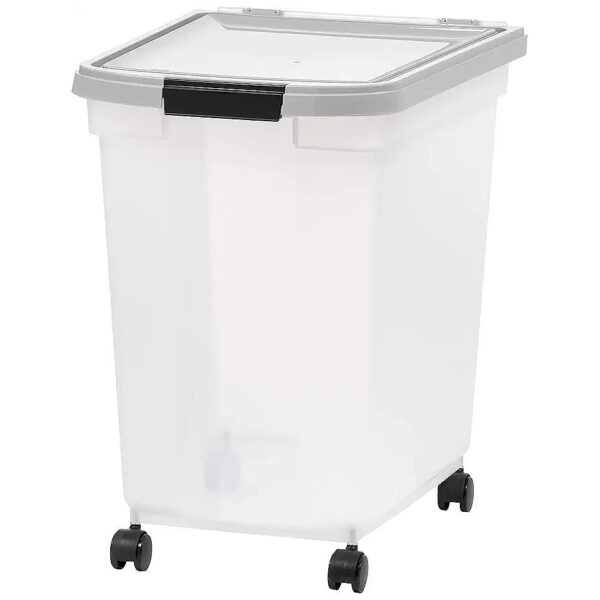 50 Lbs Capacity WeatherPro Pet Food Storage Container with Airtight Seal and Casters