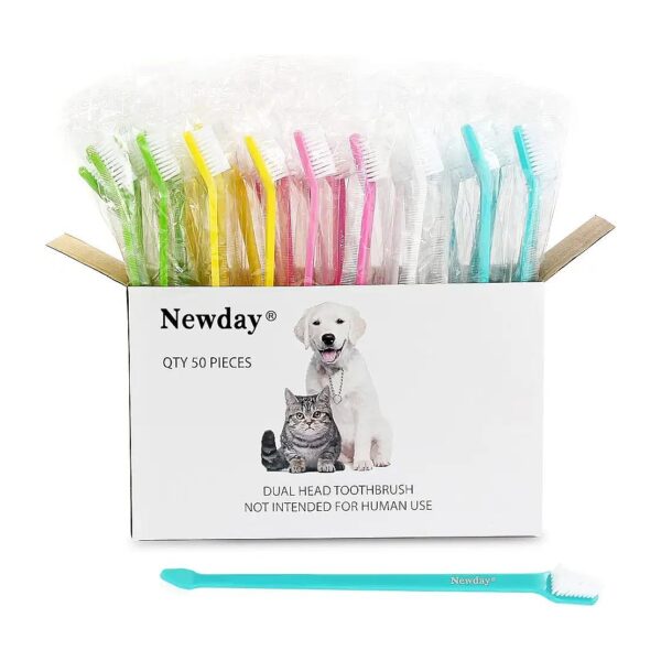 50 Pack Individual Polybag Toothbrush for Dog Puppy Kitten Care