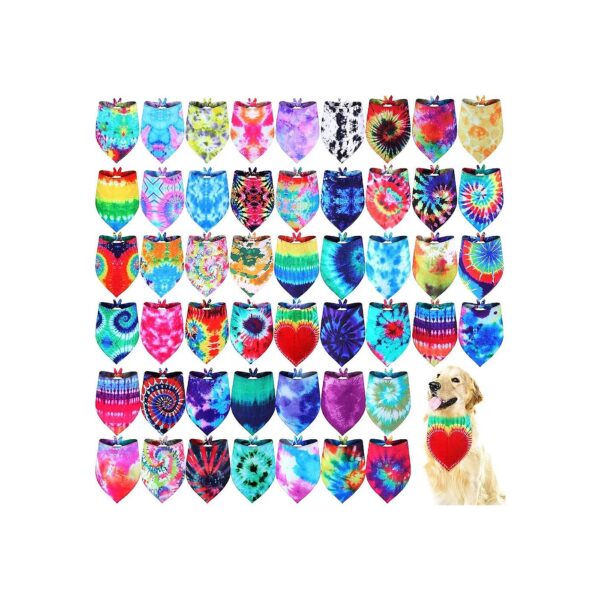 50 Pcs Polyester Dog Bandanas for Pet Grooming Salon and Parties