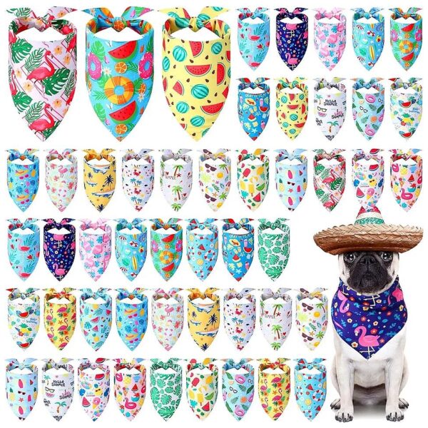 50 Pieces Fruit Themed Dog Bandanas Triangle Dog Scarves Dog Kerchief Set