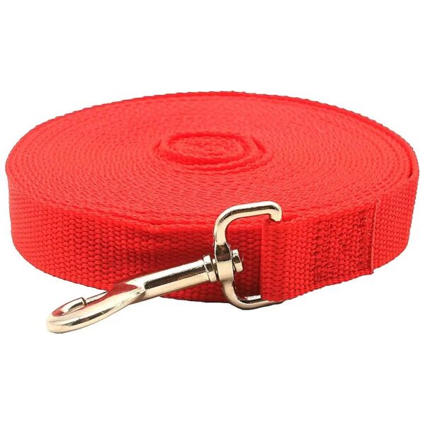 50ft Red Nylon Flat Lunge Line for Dog Training Leash and Play