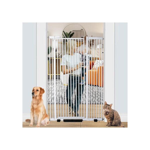 59 Inch Tall Pressure Mounted Extra Wide Dog Gate for Stairs and Doorways