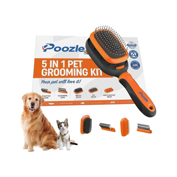 5-in-1 Pet Grooming Kit for Dogs Cats featuring Professional Grade Brushes