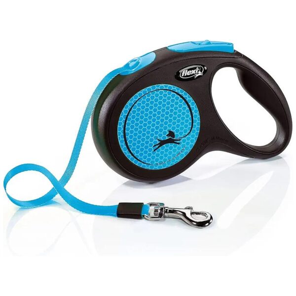 5m Solid Blue Retractable Tape Lead for Dog Walking