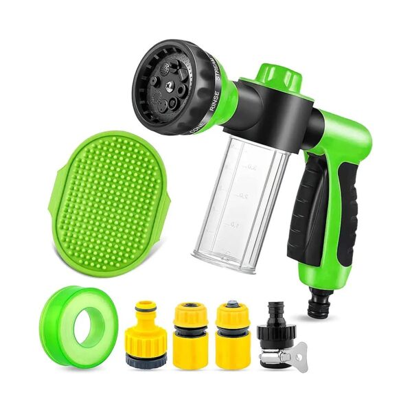 5oz Soap Dispenser Dog Wash Hose Attachment with 8 Spray Patterns for Heavy Duty Cleaning