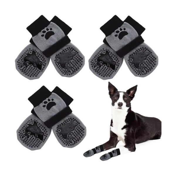 6 Pack of Soft and Comfortable Anti Slip Dog Socks for Indoor Wear Medium Size