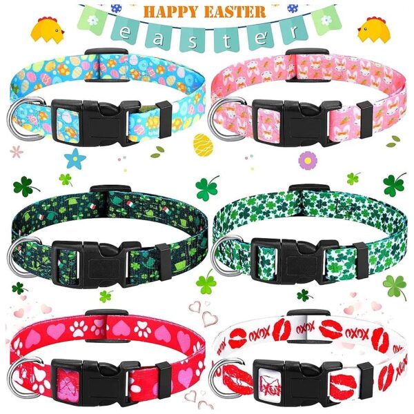 6 Pcs Polyester Dog Collars for Small Medium Large Dogs with Plastic Buckle