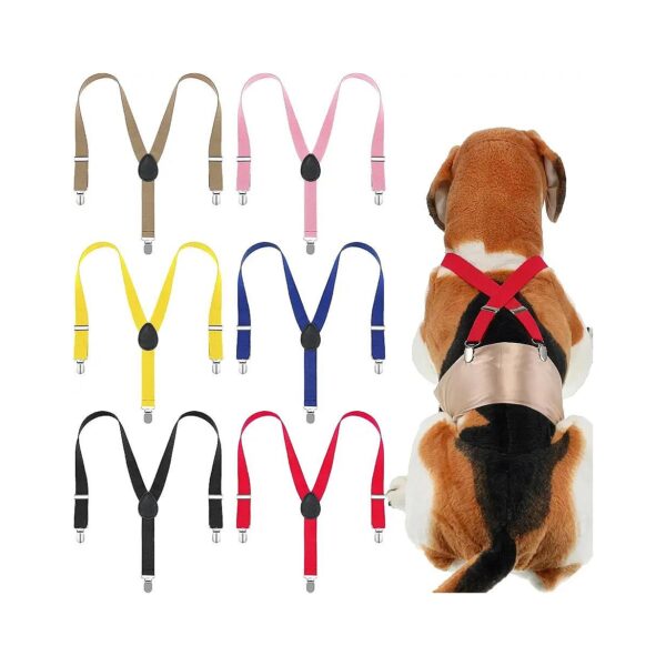 6 Pieces Dog Diaper Suspenders for Female Male Dog in 6 Colors