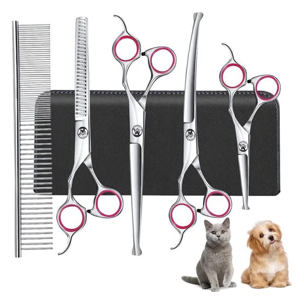 6 in 1 Dog Grooming Scissors Kit for Grooming Cats Rabbits and Other Animals