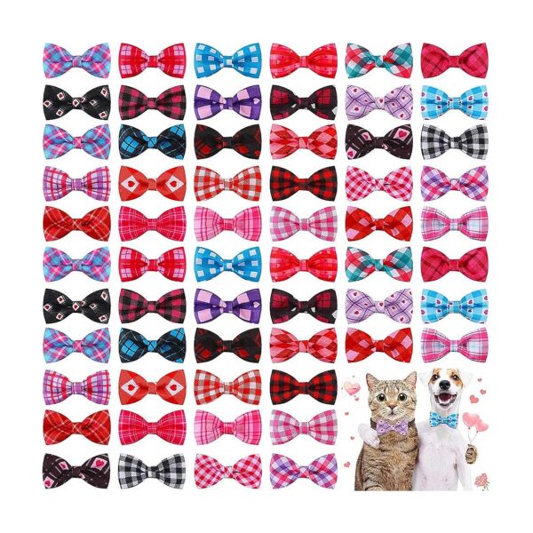 60 Pieces Dog Collar Bows in Various Styles and Sizes for Small Medium Large Dogs Cat