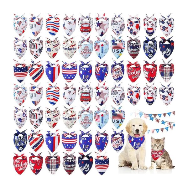 60-Piece Pack of Dog Triangle Scarves and Bandanas for Holiday and Costume Party Use