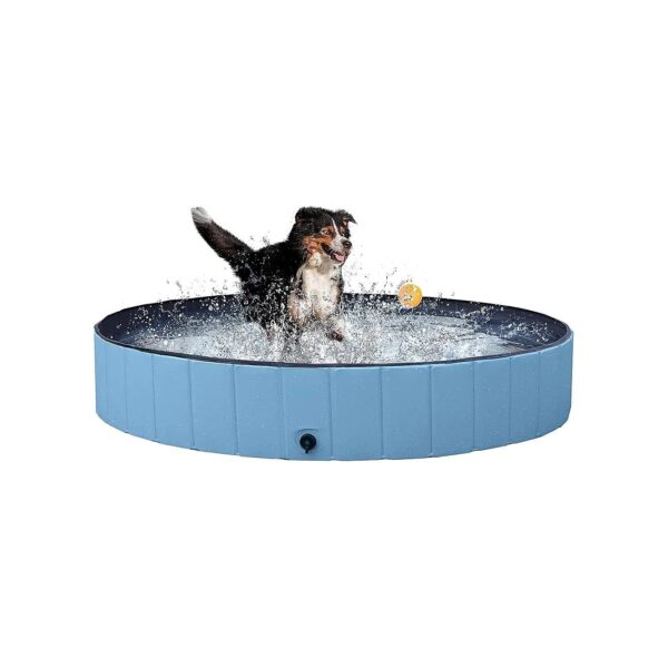 63 x 8 inch Blue Dog Pet Swimming Pool Collapsible Pool Bath Tub for Pets