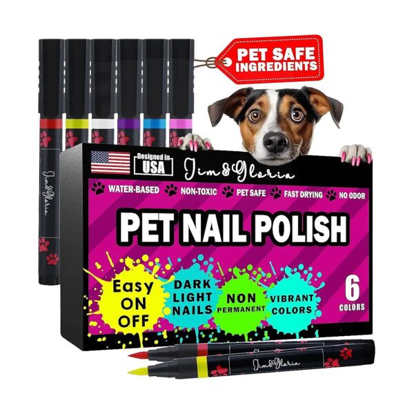 6-Color Nail Polish Set for Dogs, Puppies, Cats, and Small Pet Accessories